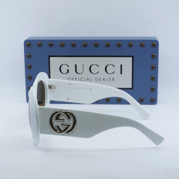 FINAL PRICE NEW GUCCI GG1647S 003 WHITE BROWN SUNGLASSES - Picture 5 of 11